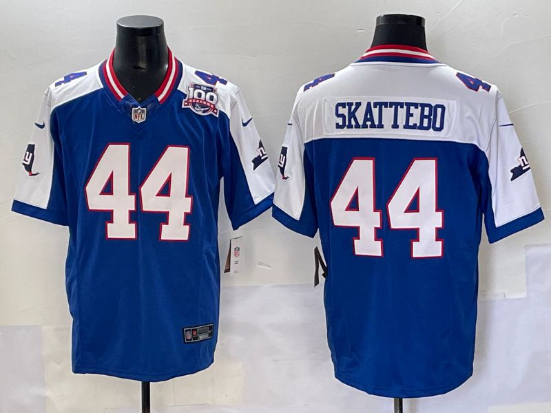 Men 2025 Nike New York Giants #44 Skattebo Blue Throwback 3th generation Limited NFL Jersey 006